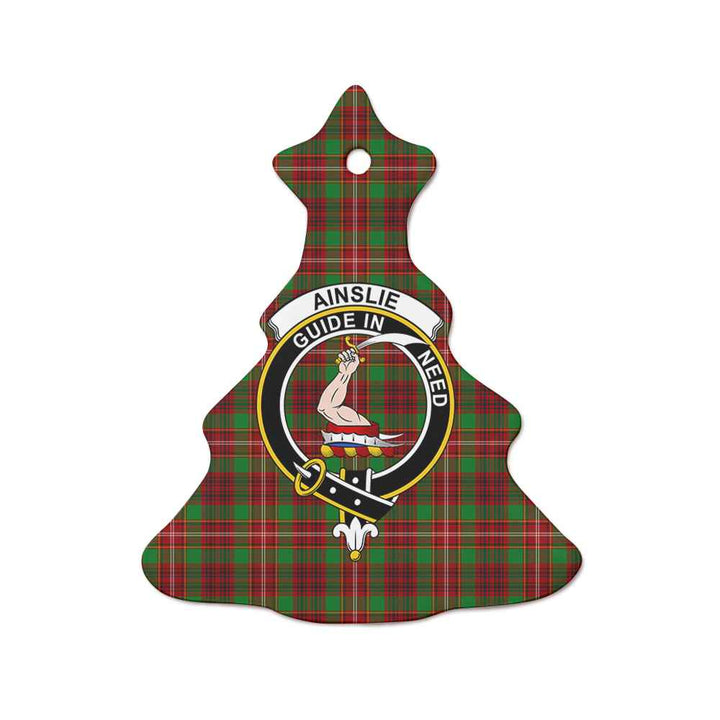 Scottish Ainslie Clan Crest Tartan Ceramic Ornament Tree Shape Tartan Plaid