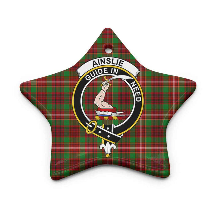 Scottish Ainslie Clan Crest Tartan Ceramic Ornament Star Shape Tartan Plaid