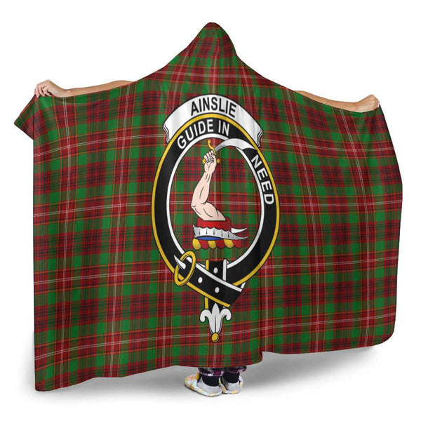 Scottish Ainslie Clan Crest Tartan Hooded Blanket Tartan Plaid 2