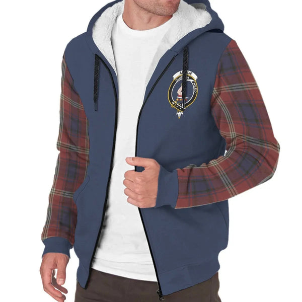 Scottish Ainslie Clan Crest Tartan Plaid Sleeve Sherpa Hoodie