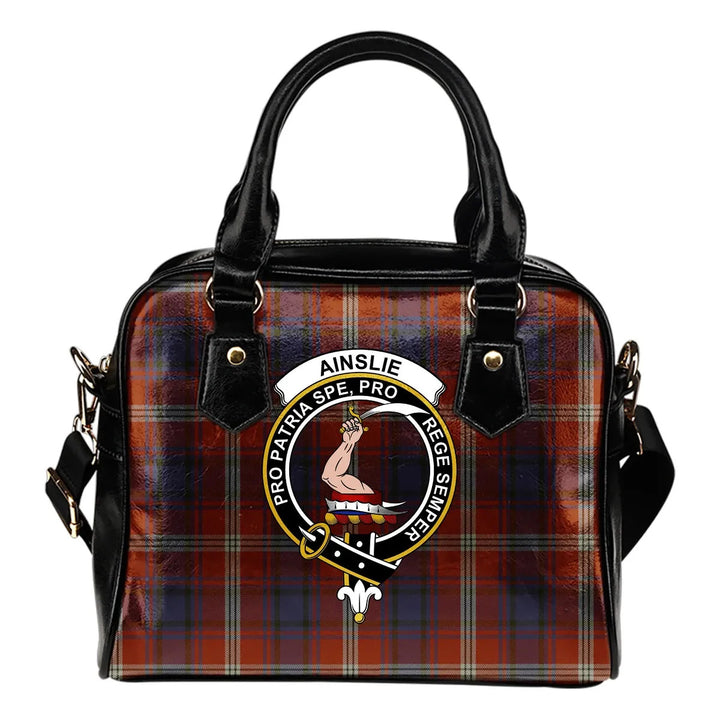 Scottish Ainslie Clan Crest Tartan Shoulder Handbag Tartan Plaid 1