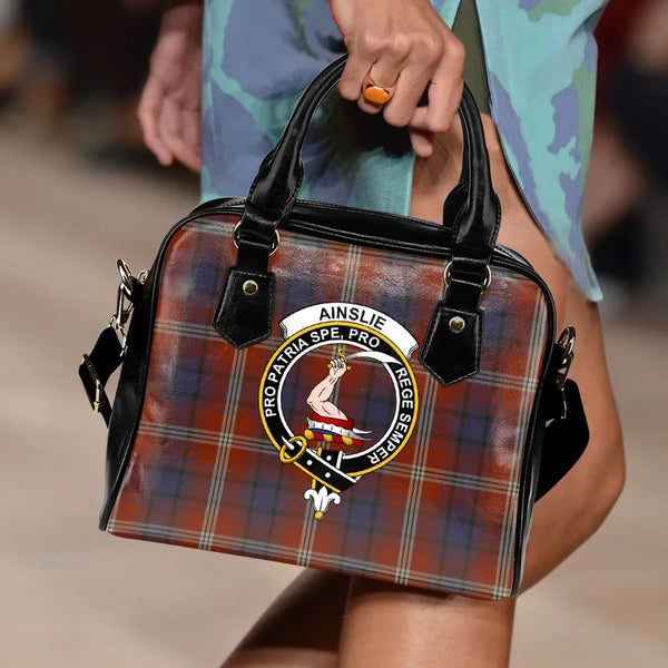 Scottish Ainslie Clan Crest Tartan Shoulder Handbag Tartan Plaid 2