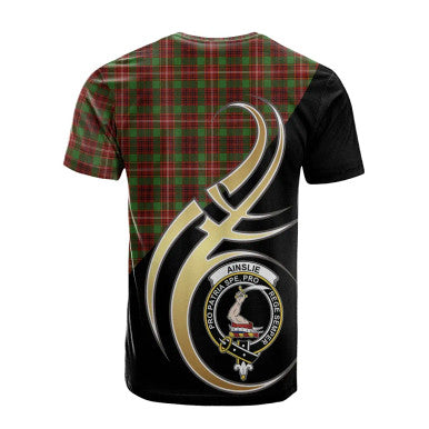 Scottish Ainslie Clan Crest Tartan T-Shirt Believe in Me Back Side Tartan Plaid