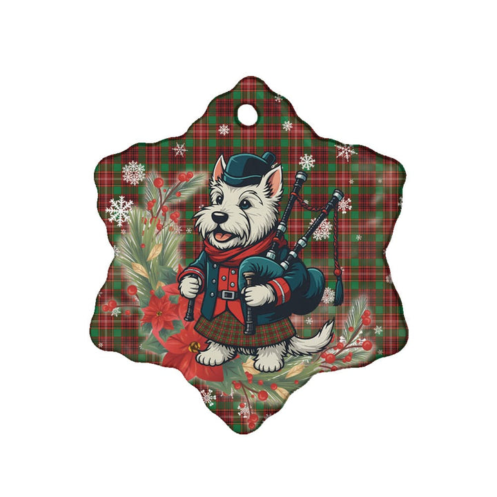 Scottish Ainslie Clan Tartan Ceramic Ornament Cute Scottish Terrier Dog Snow Flake Style Tartan Plaid