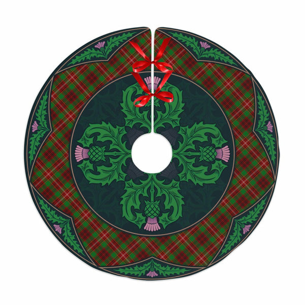 Scottish Ainslie Clan Tartan Christmas Tree Skirt Old Scottish Thistle Flower No Tassels Tartan Plaid 1