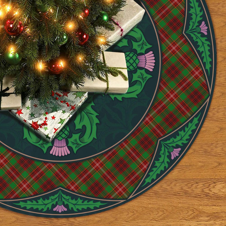 Scottish Ainslie Clan Tartan Christmas Tree Skirt Old Scottish Thistle Flower No Tassels Tartan Plaid 2