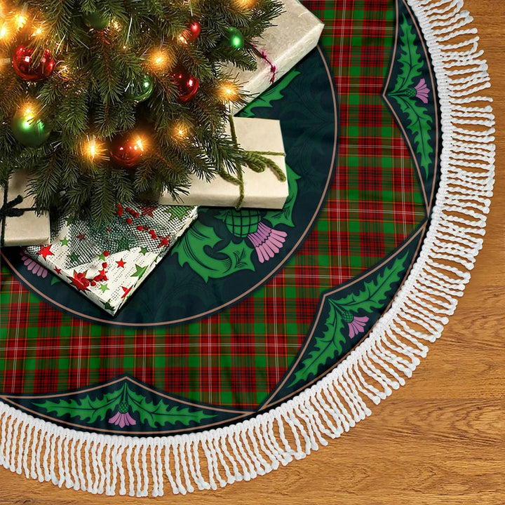 Scottish Ainslie Clan Tartan Christmas Tree Skirt Old Scottish Thistle Flower Tassels Tartan Plaid 2
