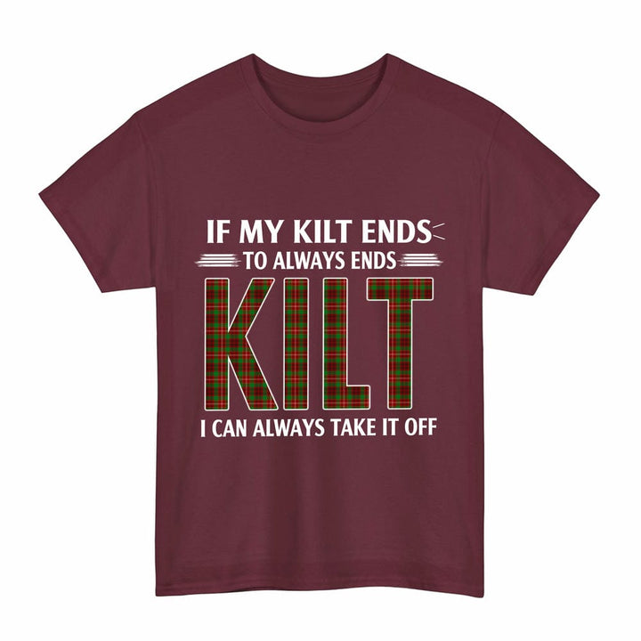 Scottish Ainslie Clan Tartan Kilt Pride T-Shirt Tartan Plaid Maroon Color