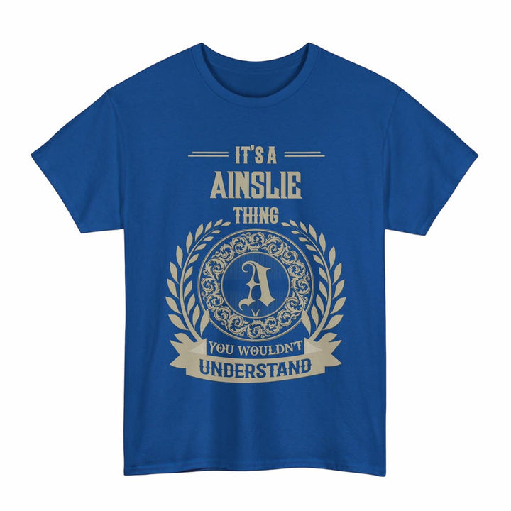 Scottish Ainslie Clan Tartan T-Shirt - Vintage Family Name Tartan Plaid Royal Color