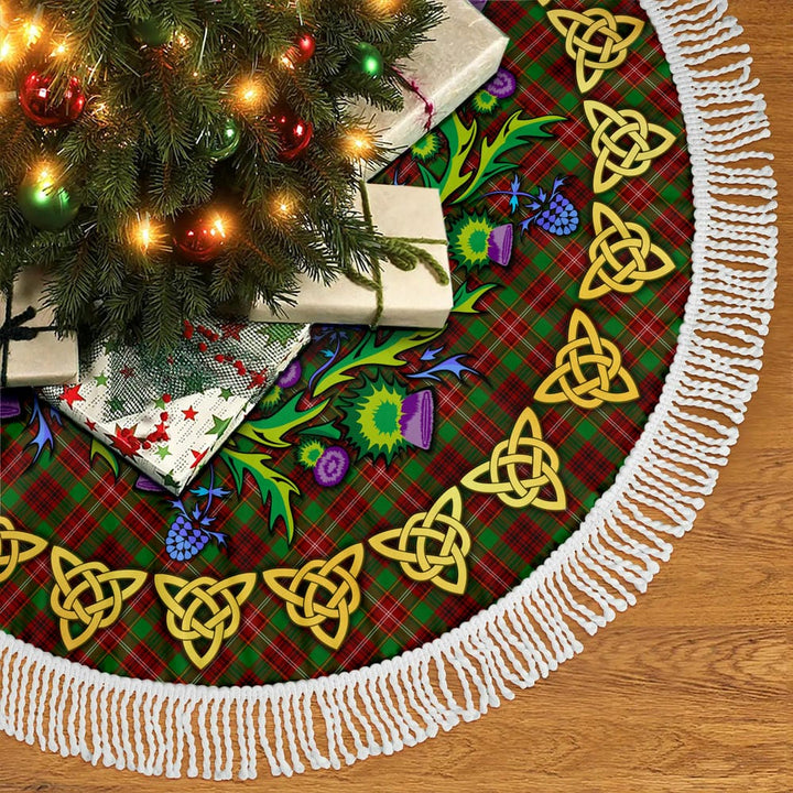 Scottish Ainslie Clan Tartan Thistle Celtic Knot Christmas Tree Skirt Tassels Tartan Plaid 2