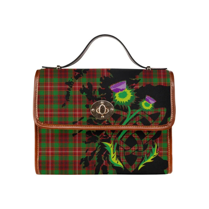 Scottish Ainslie Clan Tartan Waterproof Canvas Bag With Thistle Tartan Plaid 1