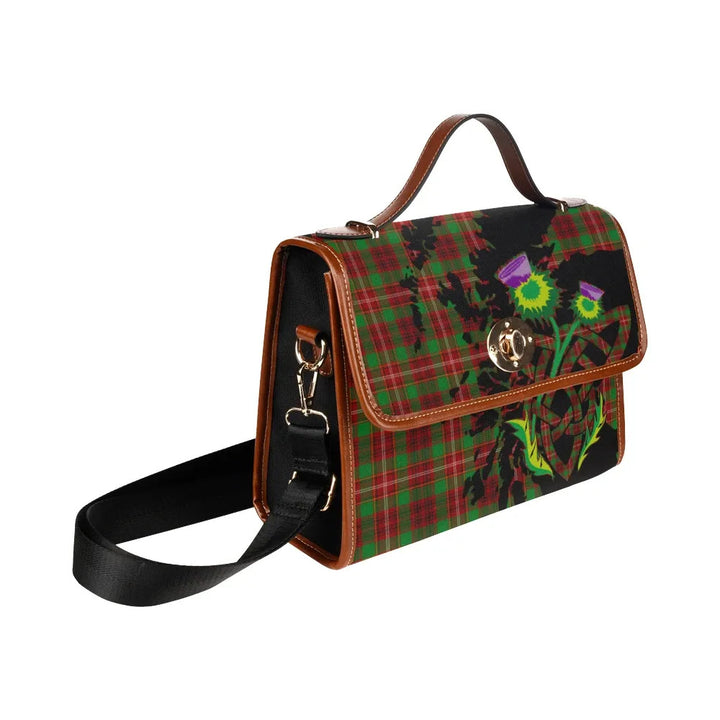 Scottish Ainslie Clan Tartan Waterproof Canvas Bag With Thistle Tartan Plaid 3
