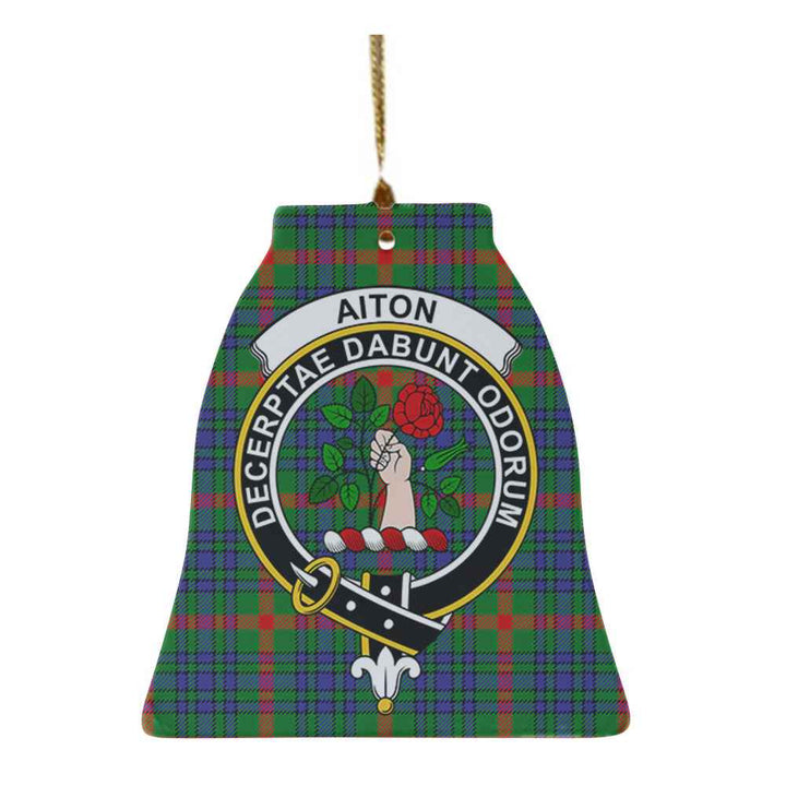 Scottish Aiton Clan Crest Tartan Ceramic Ornament Bell Shape Tartan Plaid
