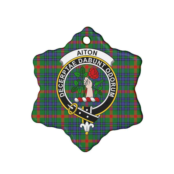 Scottish Aiton Clan Crest Tartan Ceramic Ornament Snow Flake Shape Tartan Plaid