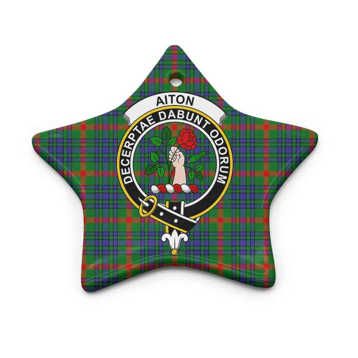 Scottish Aiton Clan Crest Tartan Ceramic Ornament Star Shape Tartan Plaid