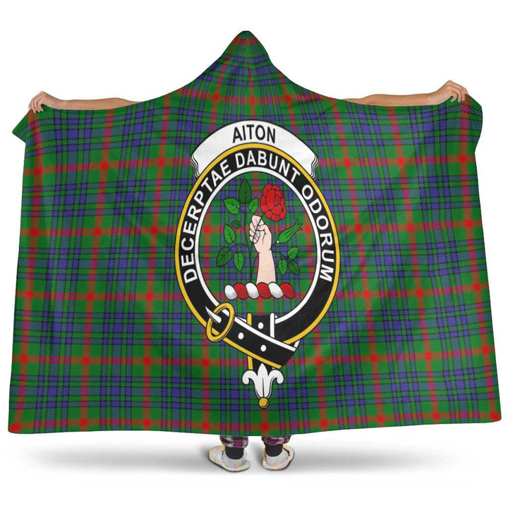 Scottish Aiton Clan Crest Tartan Hooded Blanket Tartan Plaid 1
