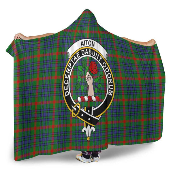 Scottish Aiton Clan Crest Tartan Hooded Blanket Tartan Plaid 2