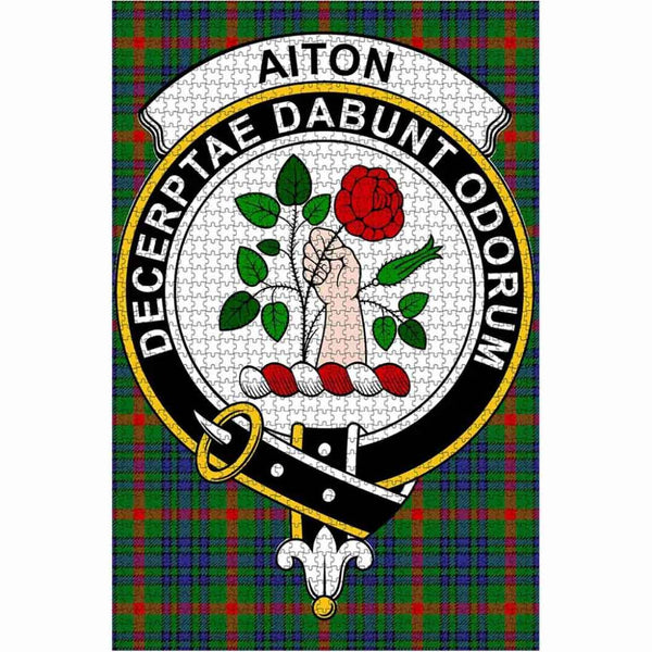 Scottish Aiton Clan Crest Tartan Jigsaw Puzzle 1