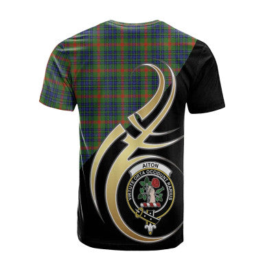 Scottish Aiton Clan Crest Tartan T-Shirt Believe in Me Back Side Tartan Plaid