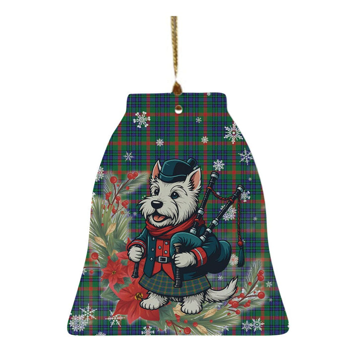 Scottish Aiton Clan Tartan Ceramic Ornament Cute Scottish Terrier Dog Bell Style Tartan Plaid