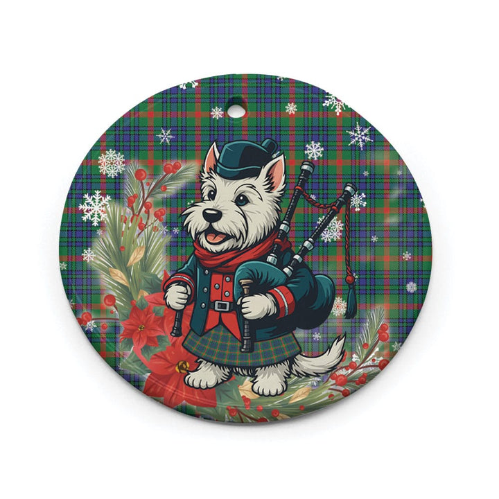 Scottish Aiton Clan Tartan Ceramic Ornament Cute Scottish Terrier Dog Circle Style Tartan Plaid