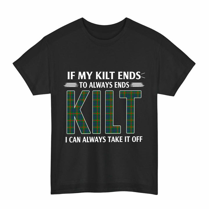 Scottish Aiton Clan Tartan Kilt Pride T-Shirt Tartan Plaid Black Color