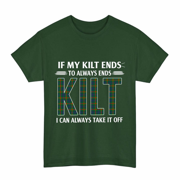 Scottish Aiton Clan Tartan Kilt Pride T-Shirt Tartan Plaid Forest Green Color