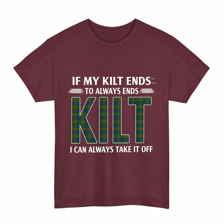 Scottish Aiton Clan Tartan Kilt Pride T-Shirt Tartan Plaid Maroon Color