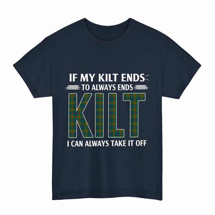 Scottish Aiton Clan Tartan Kilt Pride T-Shirt Tartan Plaid Navy Color