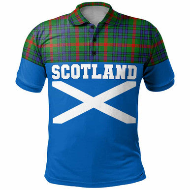 Scottish Aiton Clan Tartan Polo Shirt - Lion Rampant of Scotland With Flag Front Side Tartan Plaid