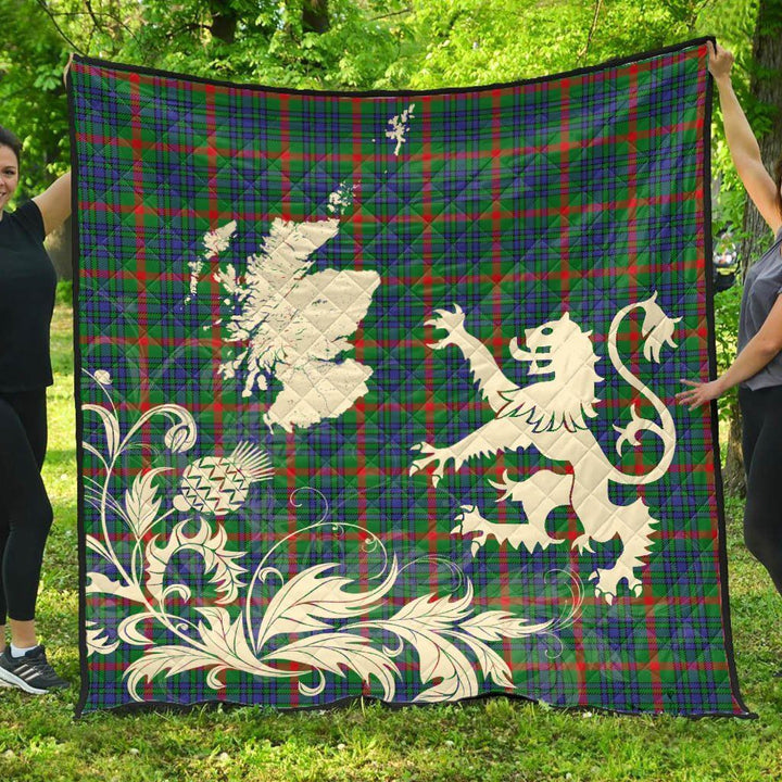 Scottish Aiton Clan Tartan Quilt Rampant Lion with Thistle Tartan Plaid 1