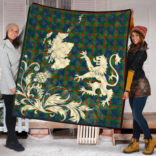 Scottish Aiton Clan Tartan Quilt Rampant Lion with Thistle Tartan Plaid 2