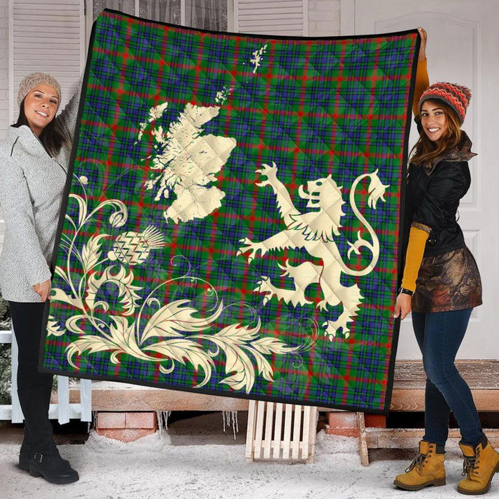 Scottish Aiton Clan Tartan Quilt Rampant Lion with Thistle Tartan Plaid 2