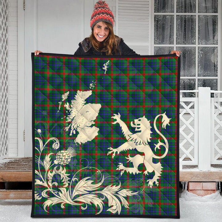 Scottish Aiton Clan Tartan Quilt Rampant Lion with Thistle Tartan Plaid 3