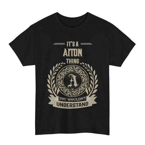 Scottish Aiton Clan Tartan T-Shirt - Vintage Family Name Tartan Plaid Black Color