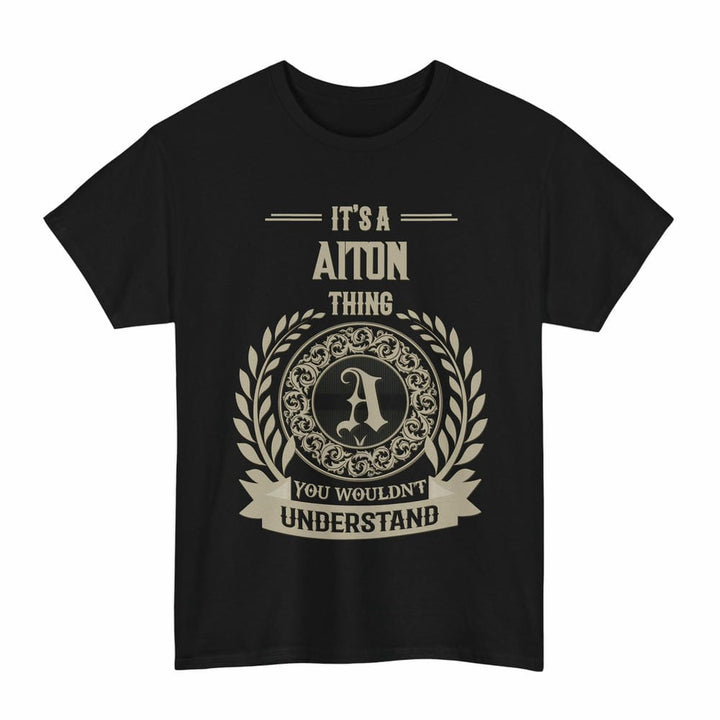 Scottish Aiton Clan Tartan T-Shirt - Vintage Family Name Tartan Plaid Black Color
