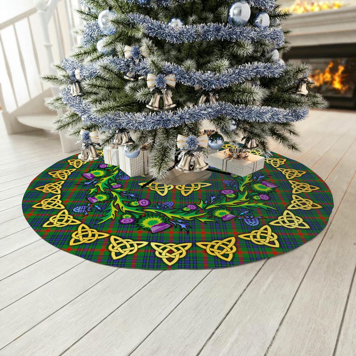 Scottish Aiton Clan Tartan Thistle Celtic Knot Christmas Tree Skirt No Tassels Tartan Plaid 3