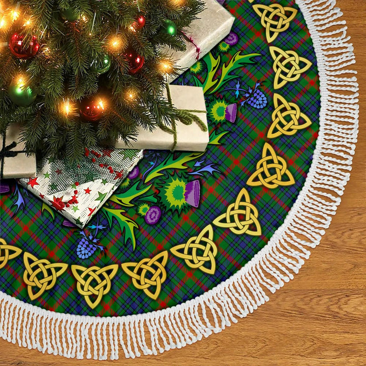 Scottish Aiton Clan Tartan Thistle Celtic Knot Christmas Tree Skirt Tassels Tartan Plaid 2