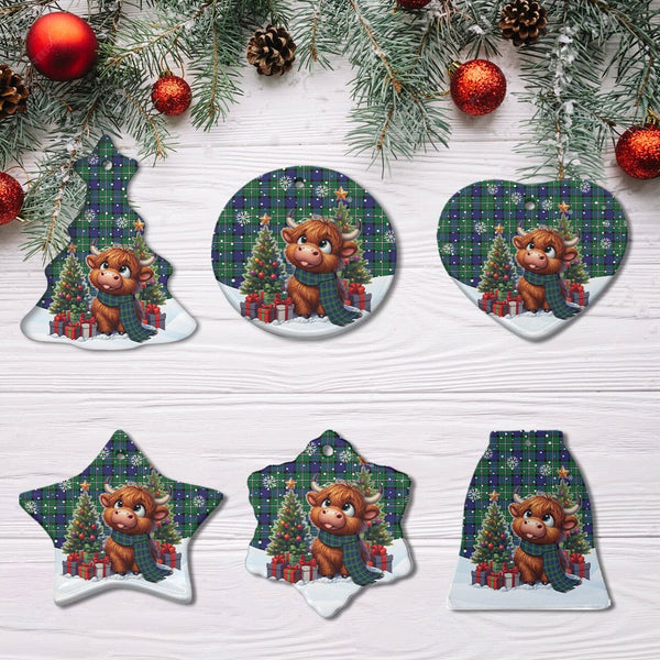 Scottish Alexander Clan Tartan Ceramic Ornament Cute Highland Cow Christmas All Style Tartan Plaid