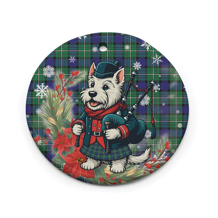 Scottish Alexander Clan Tartan Ceramic Ornament Cute Scottish Terrier Dog Circle Style Tartan Plaid