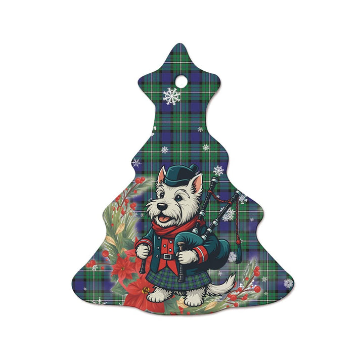 Scottish Alexander Clan Tartan Ceramic Ornament Cute Scottish Terrier Dog Tree Style Tartan Plaid