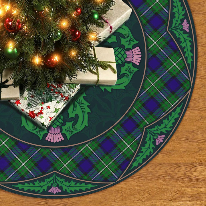 Scottish Alexander Clan Tartan Christmas Tree Skirt Old Scottish Thistle Flower No Tassels Tartan Plaid 2