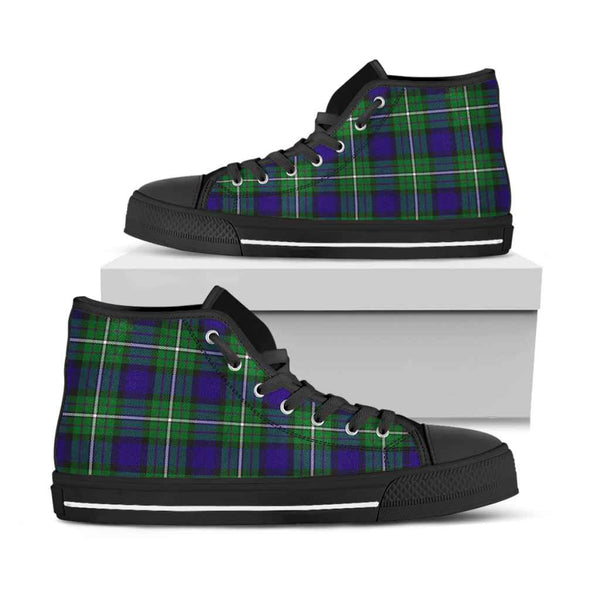 Scottish Alexander Clan Tartan High Top Shoes Black Sole Tartan Plaid
