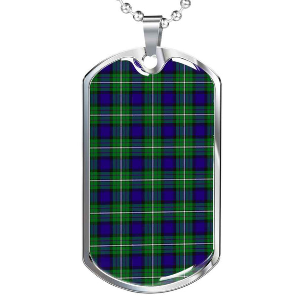 Scottish Alexander Clan Tartan Military Dog Tag Necklace Tartan Plaid