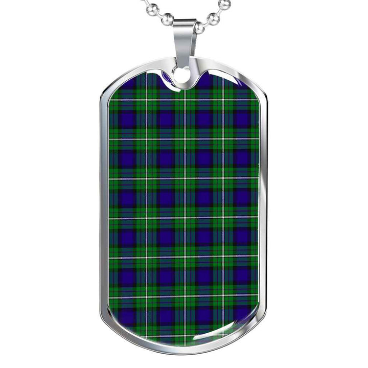 Scottish Alexander Clan Tartan Military Dog Tag Necklace Tartan Plaid