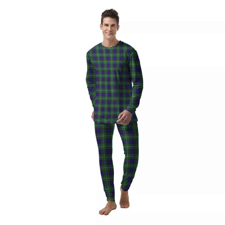 Scottish Alexander Clan Tartan Pajama Set  Men Front Side Tartan Plaid