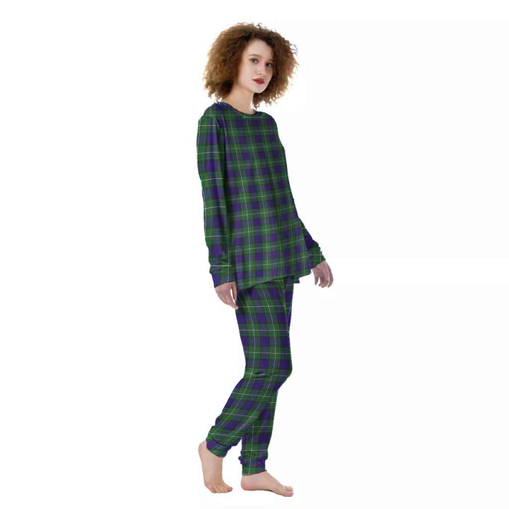 Scottish Alexander Clan Tartan Pajama Set Women Front Side Tartan Plaid