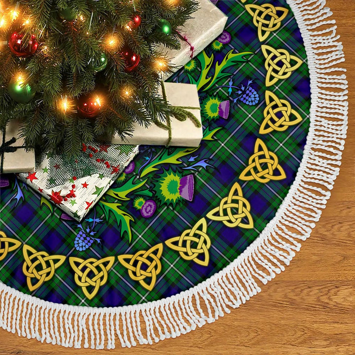 Scottish Alexander Clan Tartan Thistle Celtic Knot Christmas Tree Skirt Tassels Tartan Plaid 2