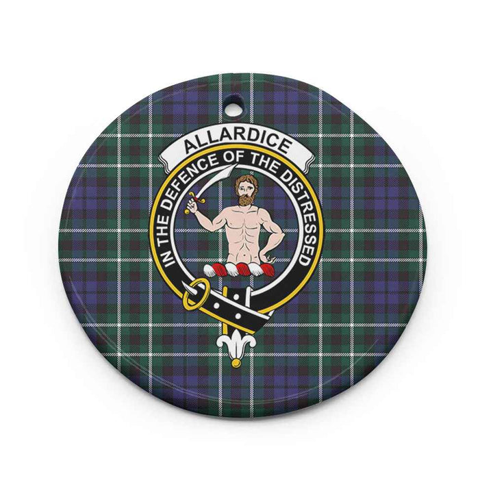 Scottish Allardice Clan Crest Tartan Ceramic Ornament Circle Shape Tartan Plaid