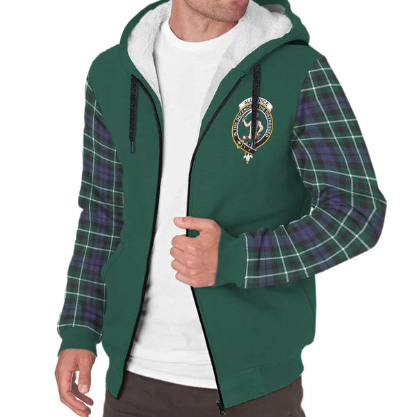 Scottish Allardice Clan Crest Tartan Plaid Sleeve Sherpa Hoodie